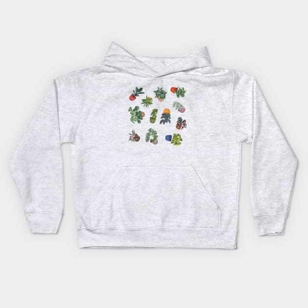 House Plants Illustration 1 Kids Hoodie by Gush Art Studio 1